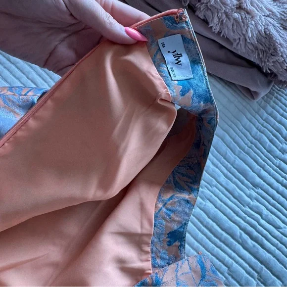 Floral Sleeveless Mini Dress - Blue and Orange - Picture 11 of 11